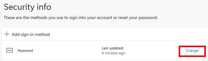 Click Change right of Password