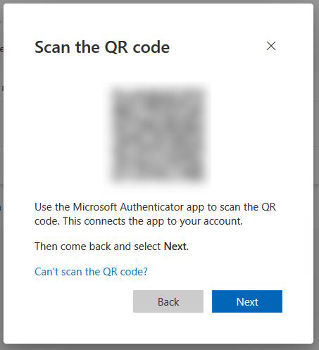 Scan the presented QR code with Microsoft Authenticator