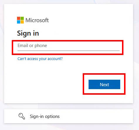 Enter your username, click Next
