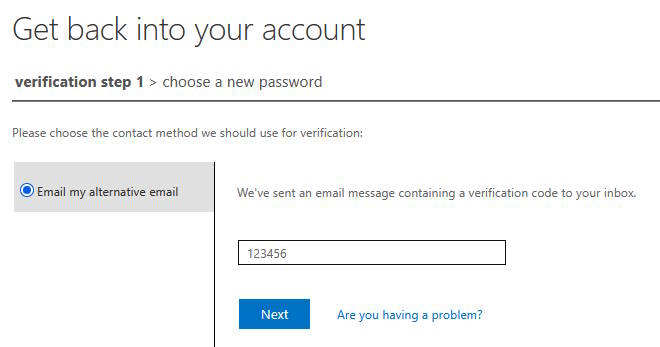 Enter the code you receive by email