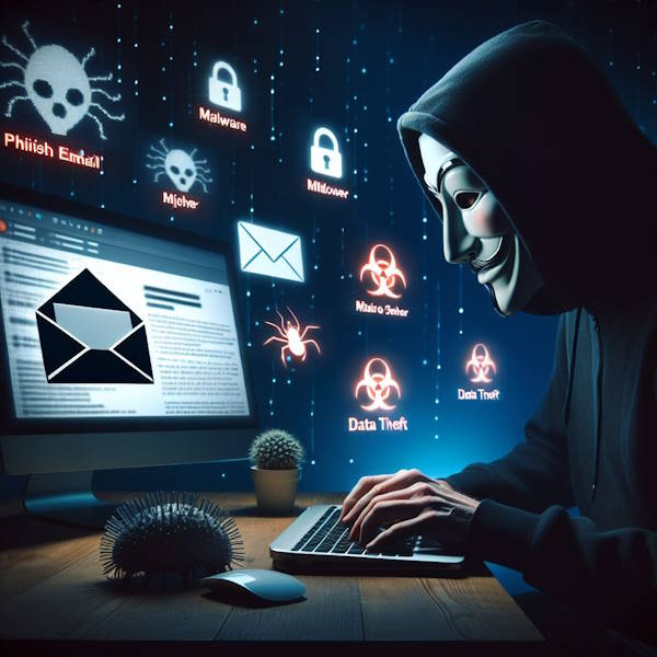 A spooky looking hacker at his terminal