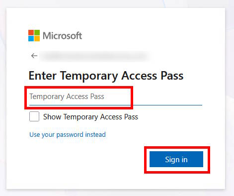 Enter your TAP code, click Sign in