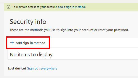 Click Add sign-in method